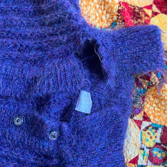 Vibrant Purple Mohair Cardigan Knit *Project Piece* for Darners - Picture 6 of 9